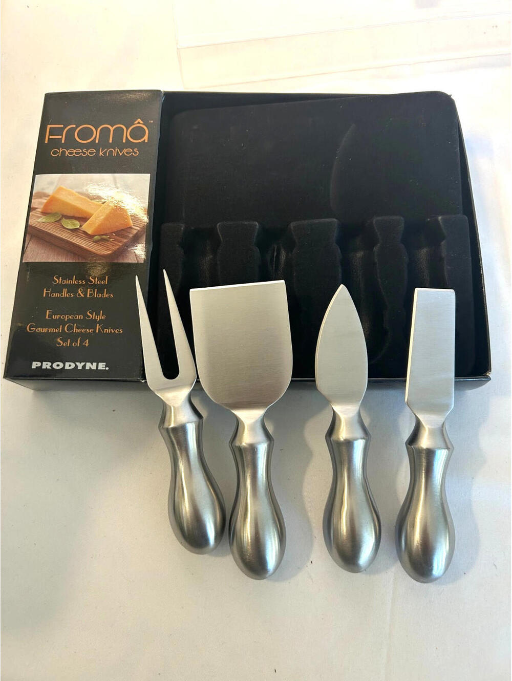 Prodyne Stainless Steel Gourmet Cheese Knives Set of 4 European Style NEW in Box